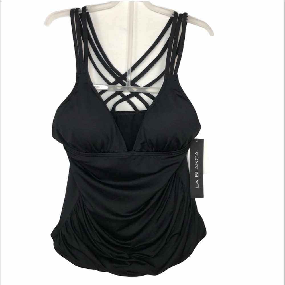 La Blanca NWT Women’s Tankini Top in Solid Black 6